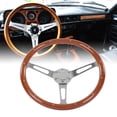 thumbnail image 4 of Retro Steering Wheel, 6 Hole Wood Steering Wheel 380mm Diameter Walnut Grip Riveted  For Car Modification Brown, 4 of 8