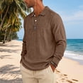 thumbnail image 6 of Havenx Slub Cotton Linen Polo Shirts for Men Long Sleeve Button Down Polo Shirt Collared T Shirts Refreshing Silky Soft Lightweight Summer Clothes,Brown 3XL, 6 of 7
