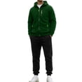 thumbnail image 2 of Men's Hoodie and Sweatpants Set 2 Piece Track Suit Fall Winter Casual Outfit with Hooded Sweatshirt and Jogger Pants With multiple pockets Dark Green XL, 2 of 5