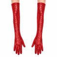 thumbnail image 2 of Unique Bargains 1 Pair Party Gloves Elegant Extra Long Sequin Long Opera Party Gloves 23.62"x4.72" Red, 2 of 5