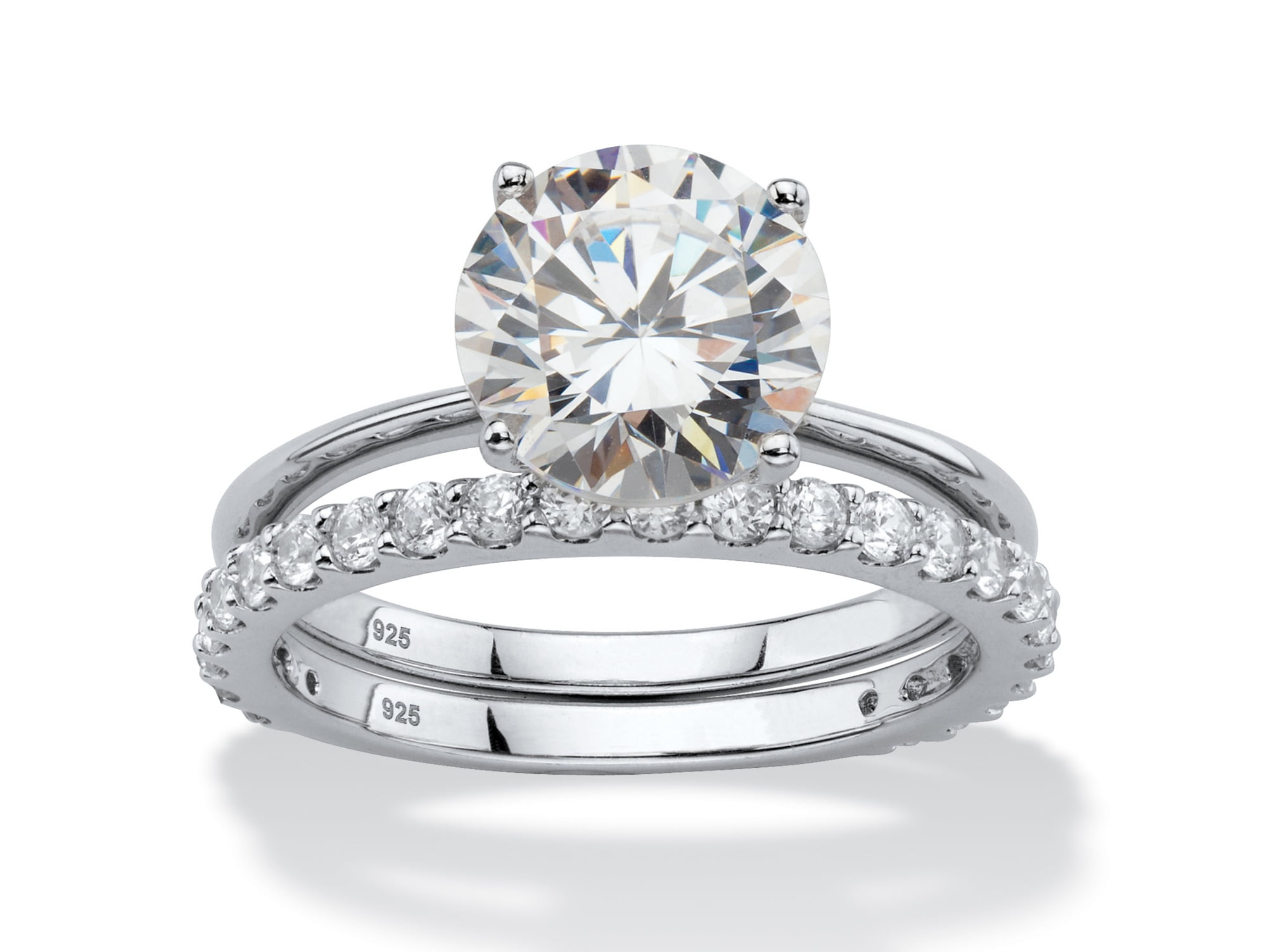 CZ Platinum EP Bridal Wedding Engagement Ring Set SIZE 9 EXQUISITE 2.93 CT 