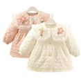 thumbnail image 7 of Godderr Baby Kids Girls Fleece down Jacket Baby Autumn Winter Button Lapel Long Sleeve Thick Warm Cotton Outerwear Top for 1-7Y, 7 of 7