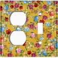 thumbnail image 4 of Metal Light Switch Plate Outlet Cover Colorful Floral Garden Wallpaper Yellow ROS038, 4 of 13