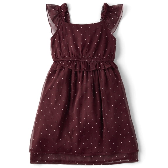 The Children's Place Girls Sleeveless Polka Dot Chiffon Flutter Dress, Sizes XS-XXL