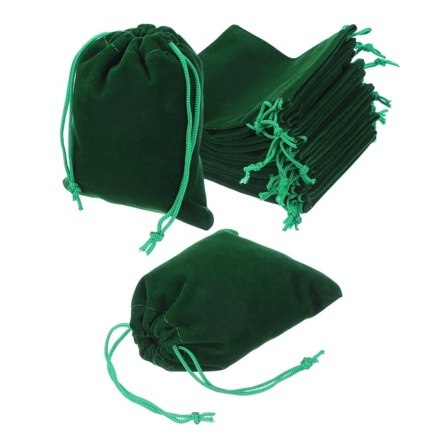 Uxcell 20 Pcs Bolsa de Terciopelo con Cierre de Cordón, 4 x 4.7 Pulgadas Bolsas de Terciopelo para Joyas, Regalos para Fiestas de Boda, Empaquetado y Almacenamiento de Joyas, Verde