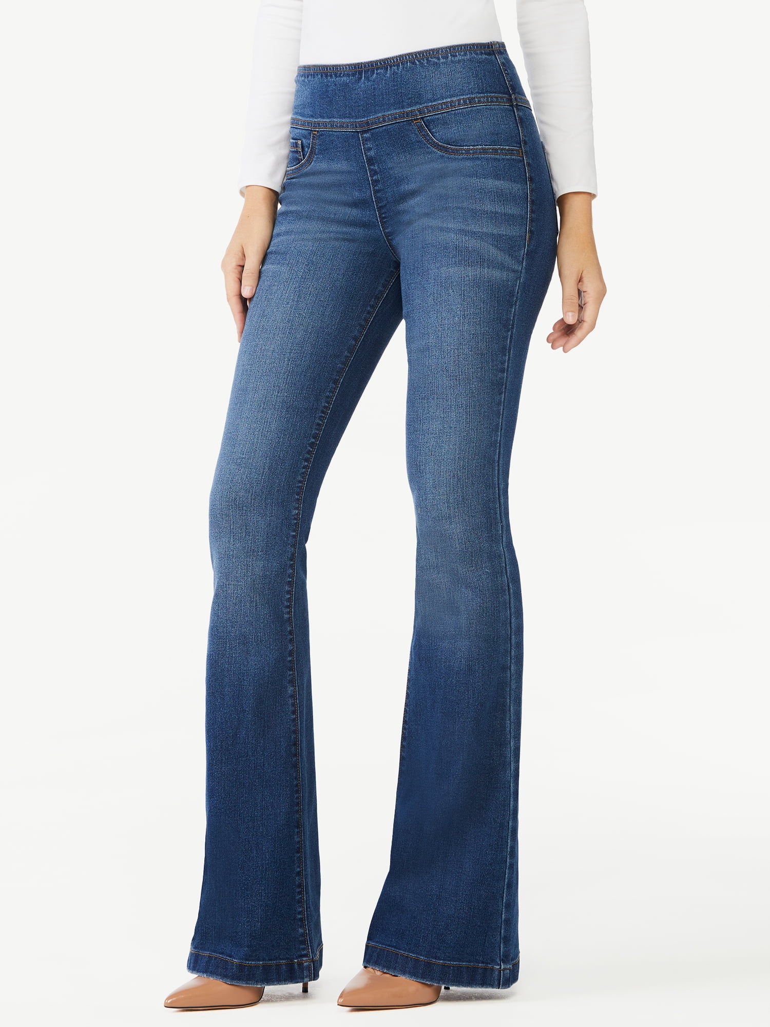 Sofia Jeans by Sofia Vergara Women's Melisa Super High Rise Flare Pull On Jeans