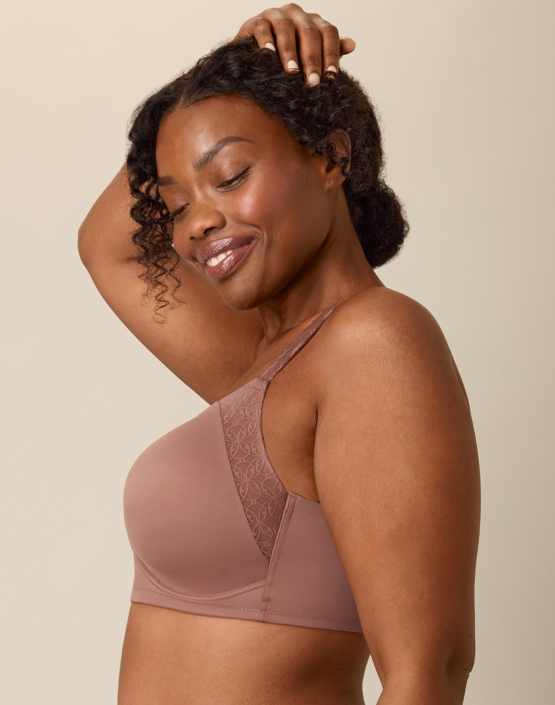 Playtex Full-Coverage Wireless T-Shirt Bra, Moisture-Wicking  Bronzed Chestnut 46DD Women's