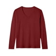 thumbnail image 5 of ZORYEVY Long Sleeve T Shirts for Men Casual Vacation Winter Tops for Men Solid V Neck Lightweight Vintage Tops, Wine S, 5 of 6