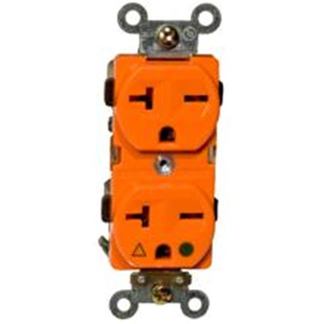 Isolated Ground Duplex Receptacle Orange 20A-250V