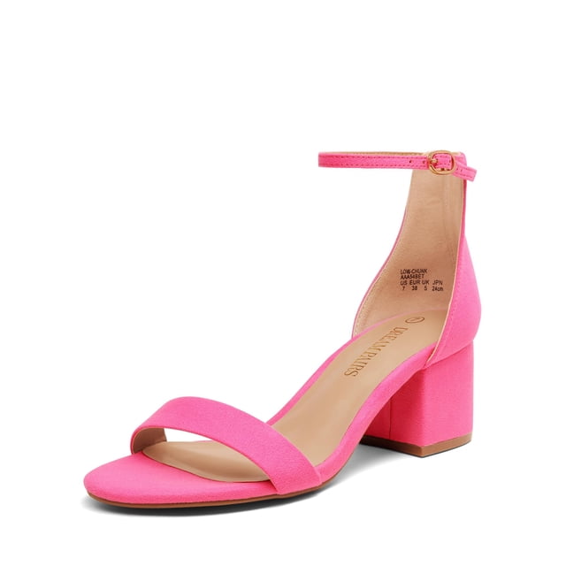 Sandalia DREAM PAIRS Tacón Bajo Ancho Fucsia Talla 7.5W