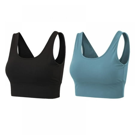 

Sports Bras for Women High Support V Neck - Shockproof Gathered Deep V Sports Yoga No Steel Ring Full Coverage Vest Bra Bralette(2-Packs)