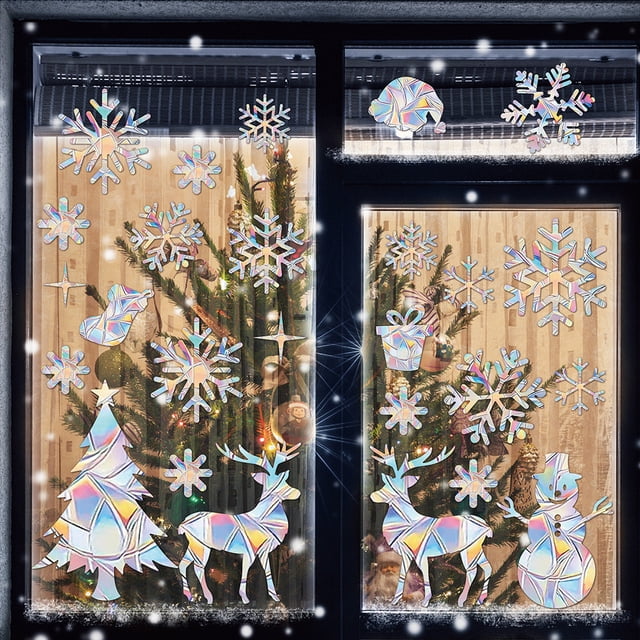 Christmas Decorations Indoor, Glass Sticker, Home Decoration Window Sticker, Electricity Snowflake Christmas Window Sticker