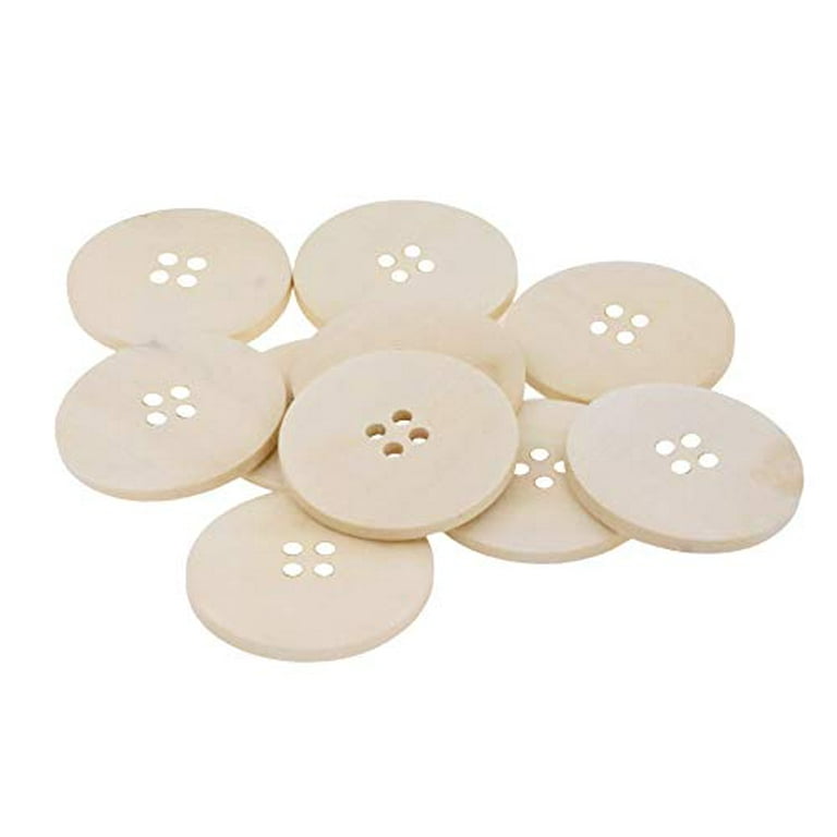 Wooden Buttons - Round Wood Buttons for Crafts Sewing Sweater by Mandala Crafts, Natural Color Bulk 30 Pcs 30mm 1.25 inch Button with 4 Holes