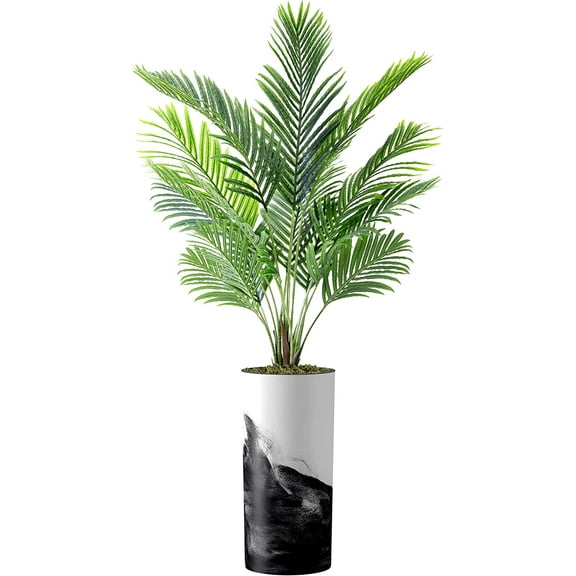 Artificial Tree in Contemporary Planter, Fake Areca Tropical Palm Silk Tree for Indoor and Outdoor Home Decoration - 66" Overall Tall (Plant Pot Plus Tree)