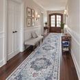 thumbnail image 3 of Roxstand 2'x12' Washable Runner Rug for Hallway Entrance Bedroom Entryway, Vintage Non Slip Stain Resistant Kitchen Rugs, Blue, 3 of 10