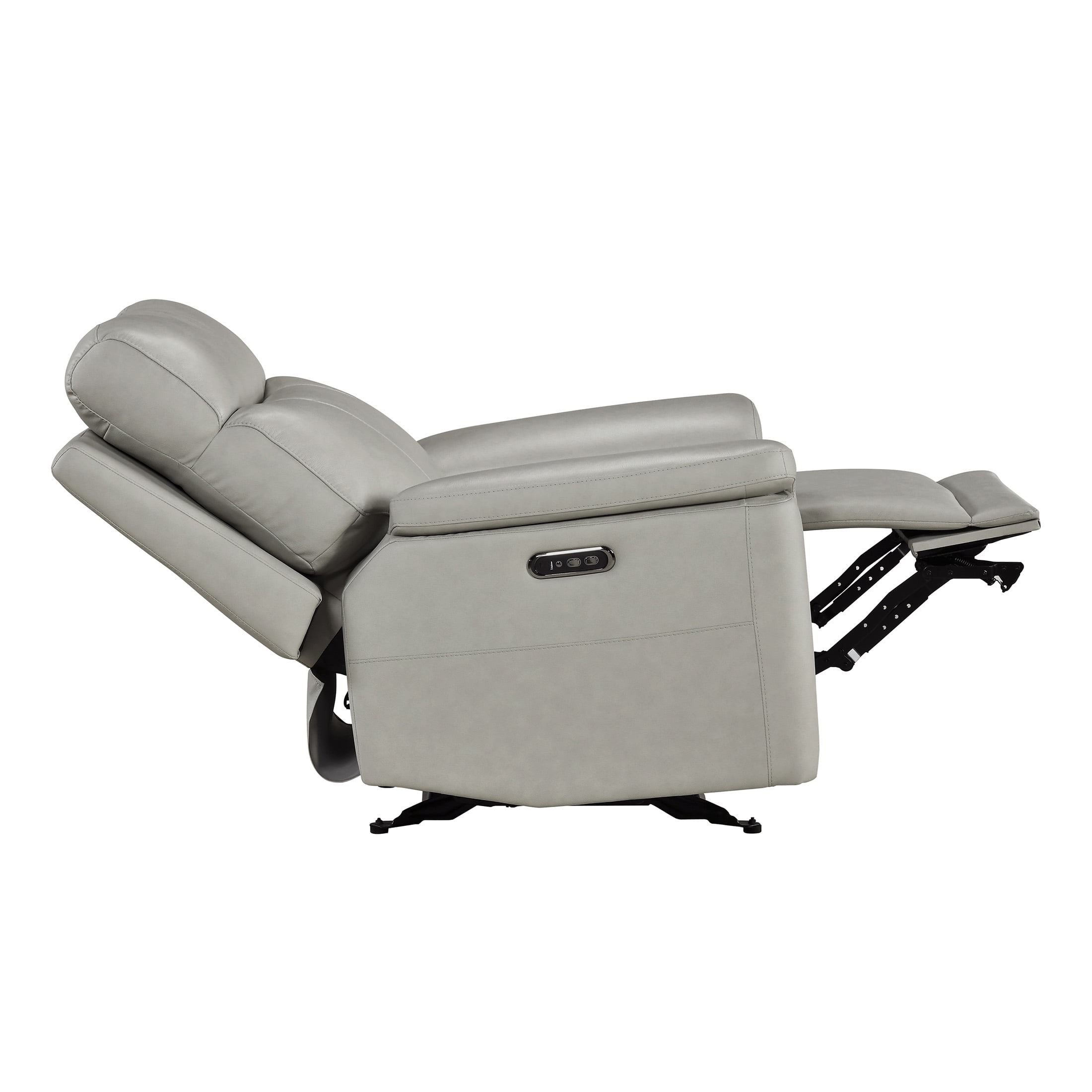 OakvillePark Aurevia Leather Match Power Glider Reclining Chair with Power Headrest, Light Gray