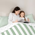thumbnail image 4 of Meiyoeat Simple Vertical Stripe King Size Comforter Sets 3pcs, Classic Linear Pattern Comforters King Size, Sage Green,Reversible,1 Comforter and 2 Pillowcases, 4 of 6