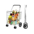 thumbnail image 6 of Folding Shopping Cart with Wheels - Heavy Duty Metal Utility Cart with Dual Baskets, 88lbs Capacity - Portable Grocery Laundry Cart for Home & Travel, 6 of 9