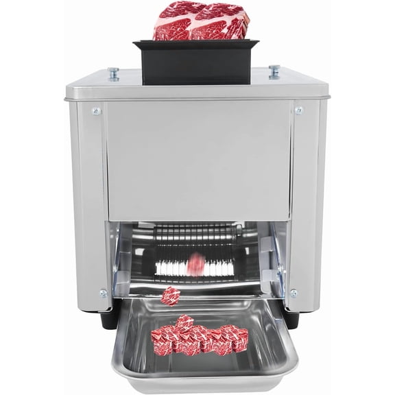 110V 850W Commercial Stainless Steel Meat Tenderizer 7mm Thickness 330lb/h Electric Meat Cutter Machine Meat Slicer Shredded Cutting Beef Steak Flatten Kitchen Beef Turkey Chicken Pork Tool