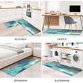 thumbnail image 4 of Teal Kitchen Rugs and Mats Sets of 2,Turquoise and Grey Abstract Art Kitchen Decoration Non-Slip Absorbent Mats for Sink Waterproof Runner Rug for Laundry Room,17x24+17x48inch, 4 of 5
