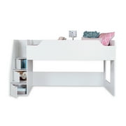 South Shore Mobby Twin Loft Bed (39") with Stairs, White