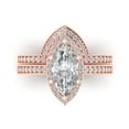 thumbnail image 2 of Clara Pucci 14K Rose Gold Marquise Cut 2Ct Synthetic Moissanite Engagement Ring + Matching Band - Luxury Box Included, 2 of 7