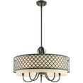 thumbnail image 4 of 6 Light English Bronze Pendant Chandelier with Hand Crafted Oatmeal Color Fabric Shade, 4 of 6