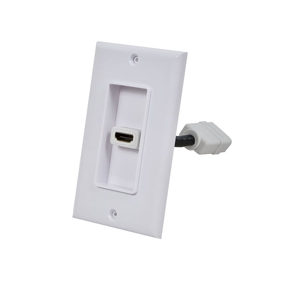 Monoprice 1-port 2-piece Inset Wall Plate with 4in Built-in Flexible High Speed HDMI Cable With Ethernet, White