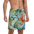 thumbnail image 2 of Naloa Retro Seamless Flying Butterflies Men's Short Pajama Pants, Lounge Comfort Shorts with Elasticized Waistband and Side Pockets - Medium, 2 of 9