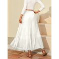 thumbnail image 6 of Jaimenalin Women'S Chiffon Elastic High Waist Pleated A-Line Flared Maxi Skirts White XXL, 6 of 8
