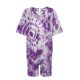 thumbnail image 4 of Gibobby pantalones deportivos Mono informal de manga corta de talla grande con cuello en V para mujer, pantalones cortos de pierna ancha de verano, mono estampado de con bolsi(Morado， XXXXL), 4 of 5