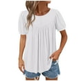 thumbnail image 2 of Uaswgudfs Women's Summer Resort Tunic Blouse - Crew Neck Short Sleeve with Banded Hem Relaxed Fit Casual Shirt, 2 of 7