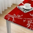 thumbnail image 4 of HAOXIT Merry Christmas Tablecloths Flying Floral Red Kitchen Dinning Tabletop Decoration, Polyester Table Cover for Indoor Outdoor Tablecloth 40*40, 4 of 7