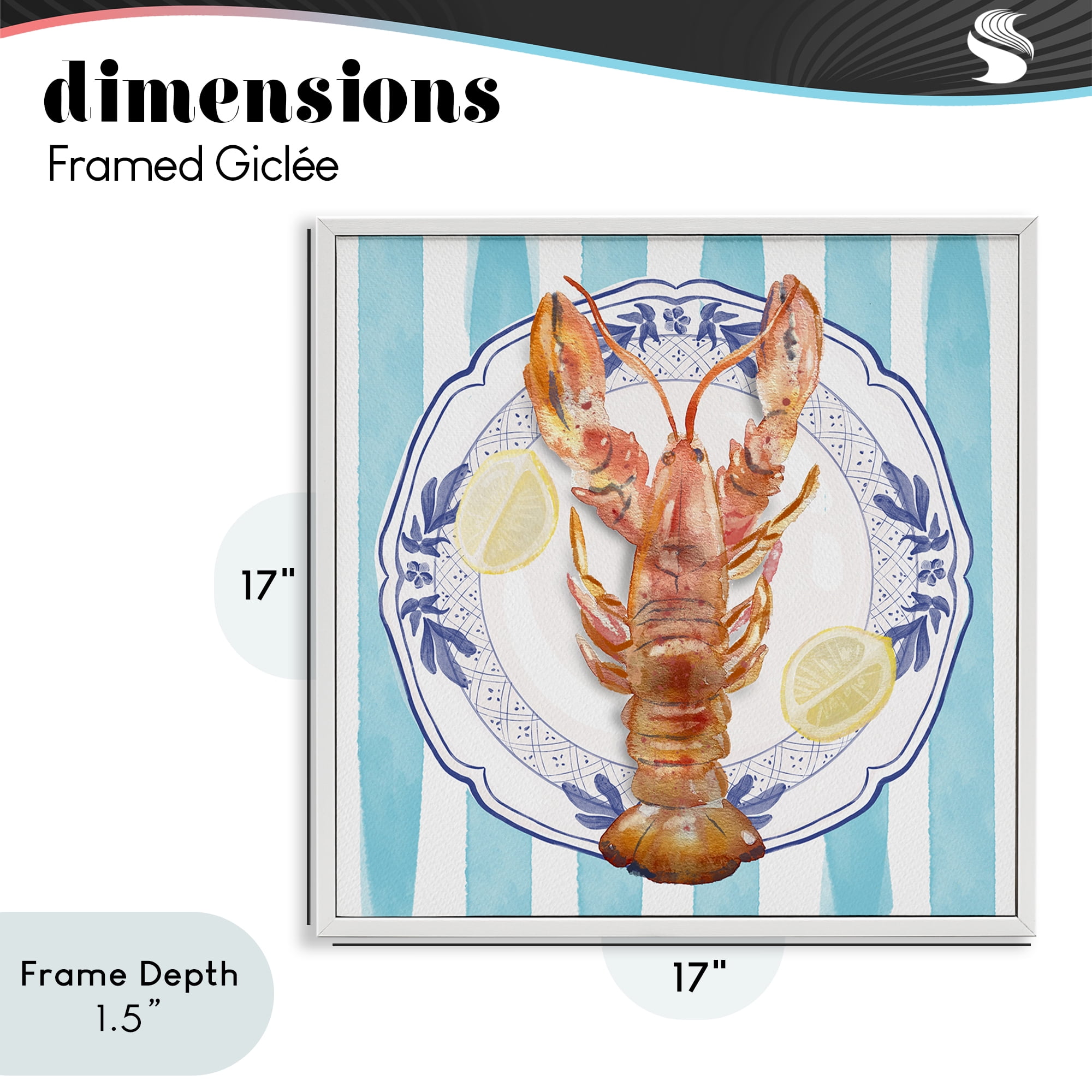 Stupell Industries Lobster Seafood Plate White Framed Giclee Art, design by Christie Adams