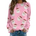 thumbnail image 2 of Bdfzl Mode Automne 2023 Noël Pull Col Rond Imprimé Manches Longues Blouse Confortable Chandail en Molleton Rose m, 2 of 5