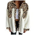 thumbnail image 1 of CEHVOM Mode Femmes Cardigan Patchwork Imprimé Léopard Veste en Peluche Manteau Liquidation, 1 of 5