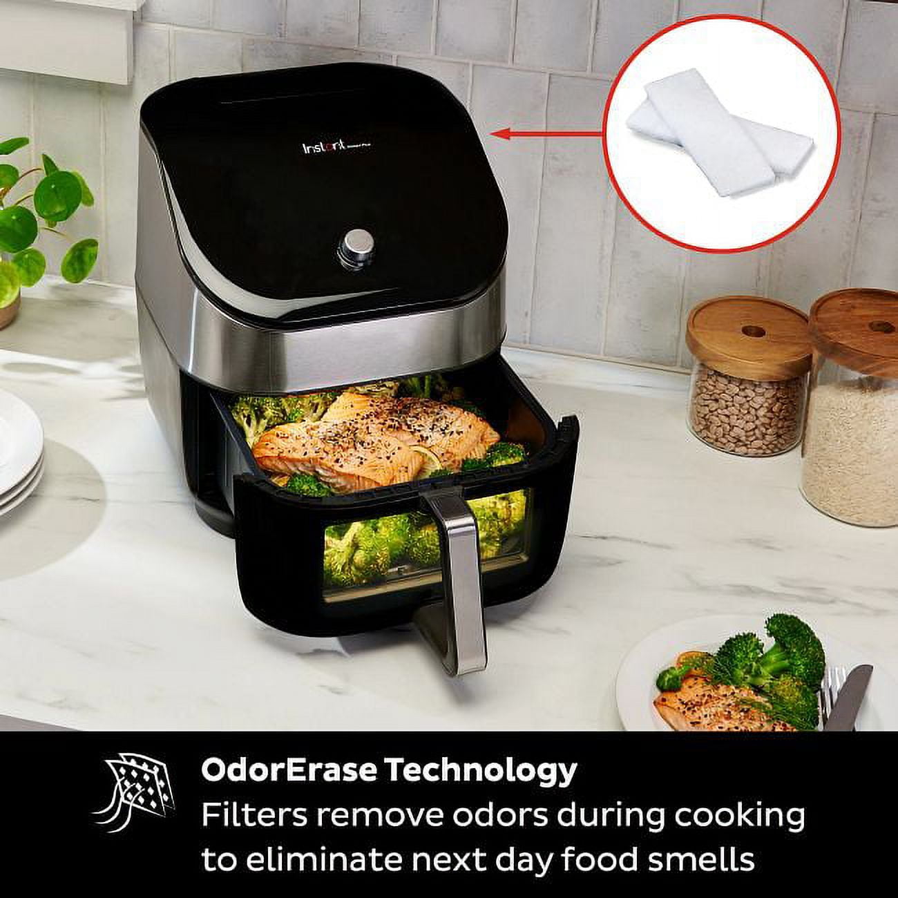 ecozy Air Fryer 6 Quart with See-Through Window Smart Wifi (100 Recipes) Dishwasher  Safe, Black 