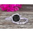 thumbnail image 4 of 2.55 Carat Cushion Cut Vintage Looking Black Diamond Moissanite Bridal Ring with Wedding Band on 10k White Gold, 4 of 6