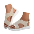 thumbnail image 2 of MKLEKYY Sandalias de Piso para Mujer Sandalias de Mujer para Ocio Diario y Vacaciones Al Aire Libre Diseño de Punta Abierta Suela Gruesa Construcción de Malla Pura Calzado Elegante de Verano, 2 of 4
