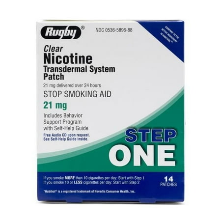Rugby Clear Nicotine Transdermal Stop Smoking Aid System Patch 14ct, 3-Pack