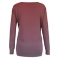 thumbnail image 5 of Fall Winter Savings!Ahuyuic Womens Blouse Print V Neck Long Sleeve Loose T-Shirt Casual Top for Women L Wine, 5 of 5