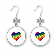Heart Electron LGBT Rainbow Bow Earrings Drop Stud Pierced Hook