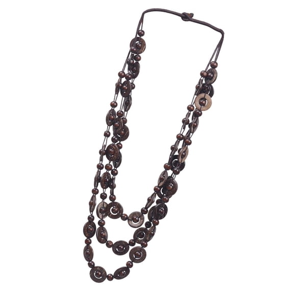 Collar de Perlas de Madera Hecho a Mano Salvador café granos 80cm Collares de cuentas de coco