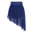 thumbnail image 2 of Sholeno Women's Shiny Rhinestone Lyrical Dance Skirt High Low Hem Mesh Flowy Dancing Skirt Navy Blue XXL, 2 of 7