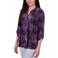 thumbnail image 2 of NY Collection Women's 3/4 Sleeve Roll Tab Y Neck Top, 2 of 4