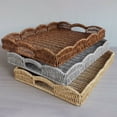thumbnail image 7 of Shoreew Storage Tray Wicker Basket with Handles Retro Rattan Weave Design Easy to Clean Multi-Functional Countertop Organizer, 7 of 7