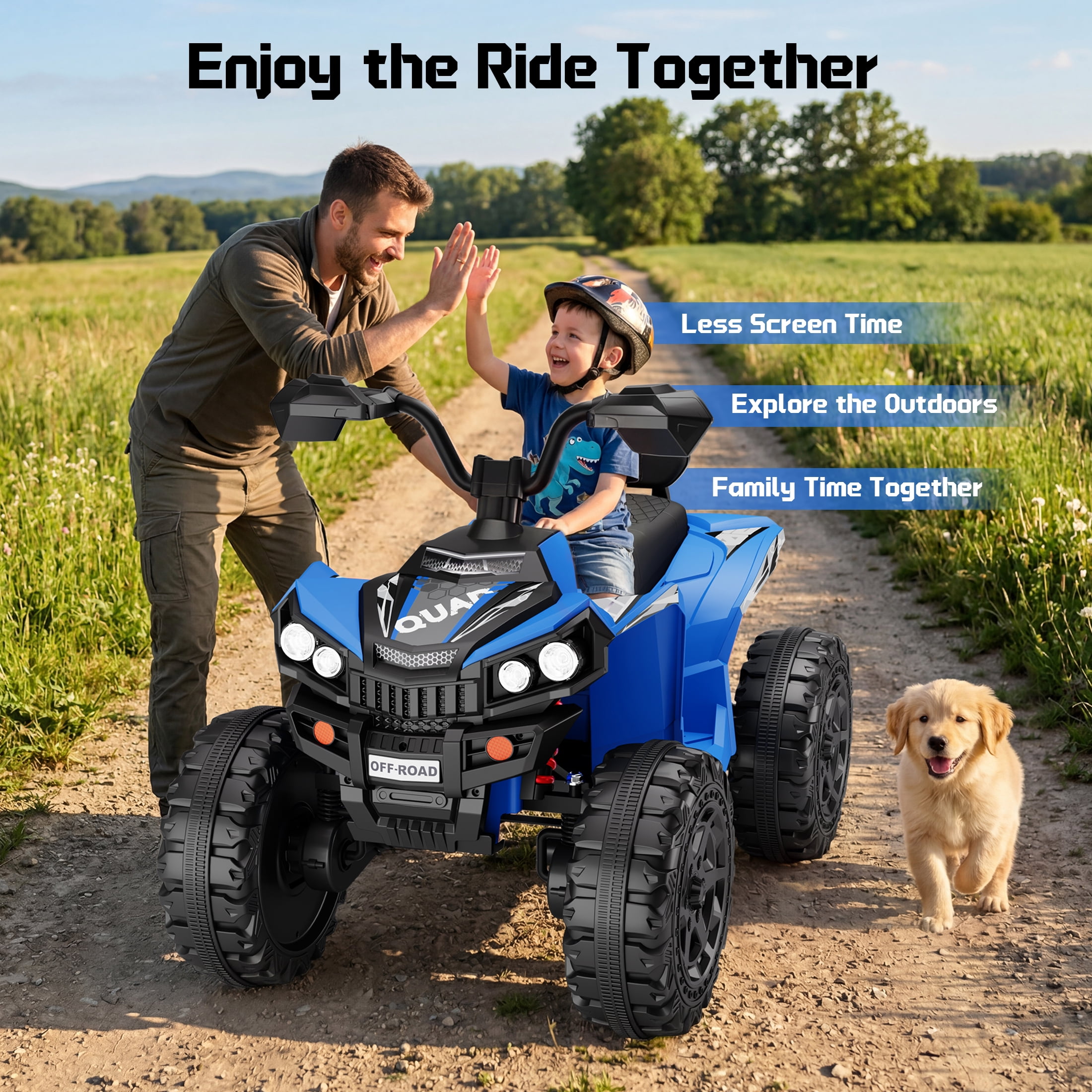 Wisairt 24V Ride on ATV Toys, 4WD Kids ATV 4-Wheeler for Big Kids with 2 Seater, Electric Quad 800W Motor, Blue