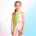 thumbnail image 5 of YunPes Girls One Piece Swimsuits Fashion Color Block Bathing Suit Front Criss Cross Swimwear Monokini Teen Pool Beach Outfit, 5 of 6