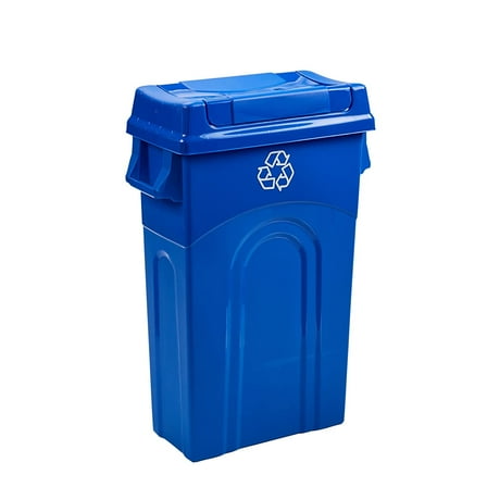 United Solutions 23 Gallon Highboy Waste Container with Swing Lid, Recycle Blue