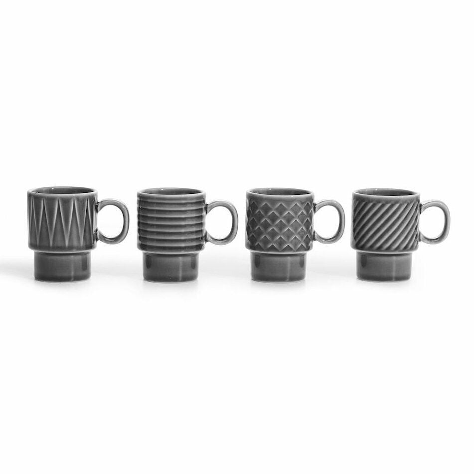 Sagaform Coffee & More Espresso Cups 4 Pack, Stoneware, White